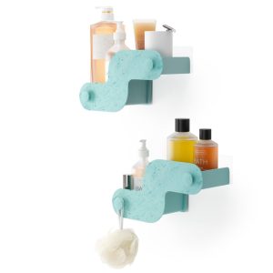 Nami Adhesive Shower Bins, Set of 2